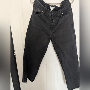 H And M Black High-Waist Straight Leg Jeans